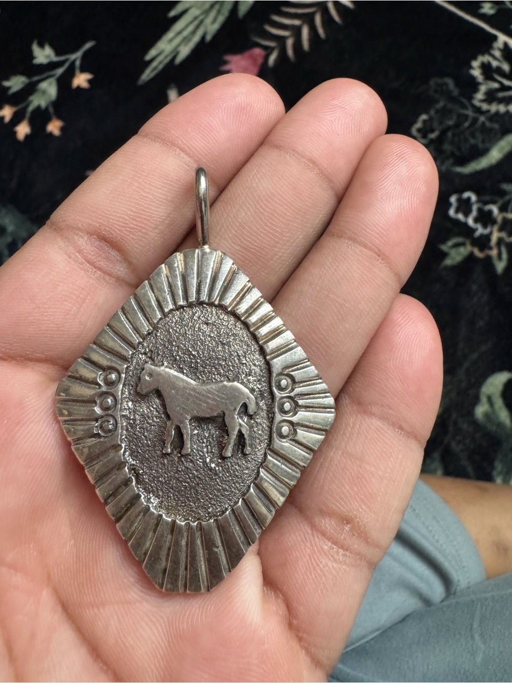 Sterling Silver Native Horse Medallion Pendant